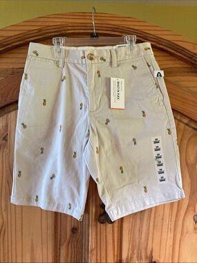 Men’s Old Navy tan pineapples long chino shorts size 28 - NWT
